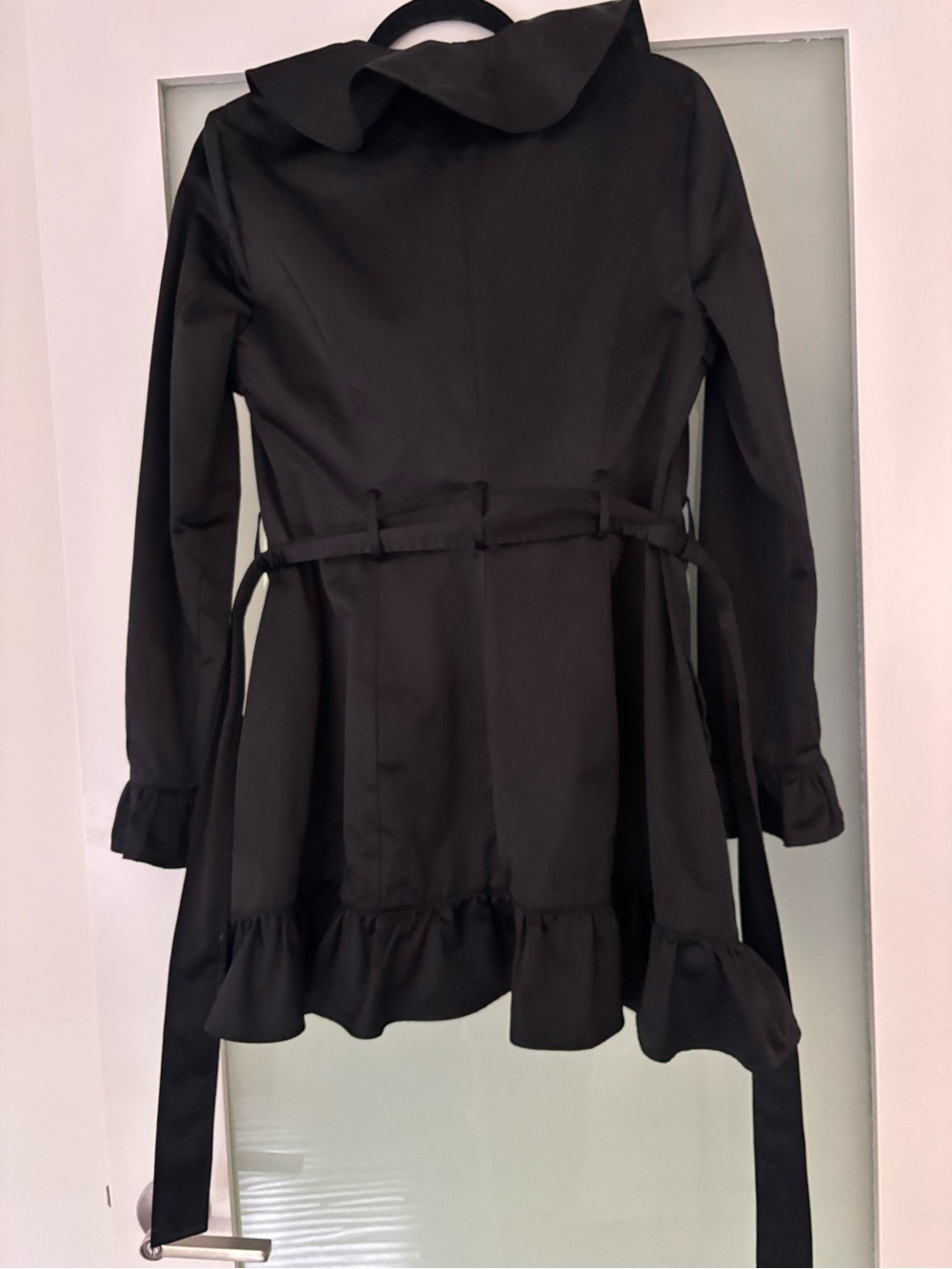 bebe Black Ruffle coat - Picture 7 of 8